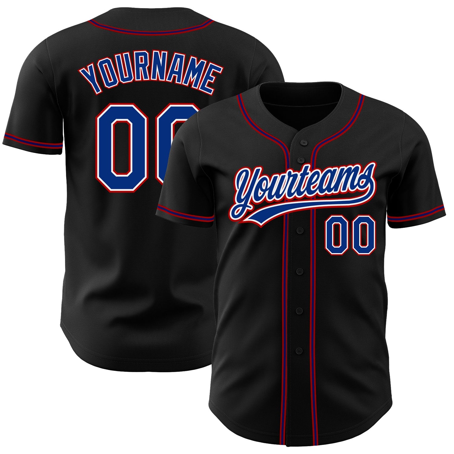 Custom Black Royal-Red Authentic Baseball Jersey - Sky-Custom