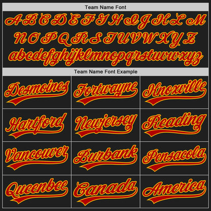 Custom Black Red-Gold Authentic Baseball Jersey - Sky-Custom