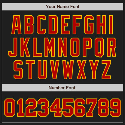 Custom Black Red-Gold Authentic Baseball Jersey - Sky-Custom