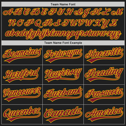 Custom Black Crimson-Gold Authentic Baseball Jersey - Sky-Custom