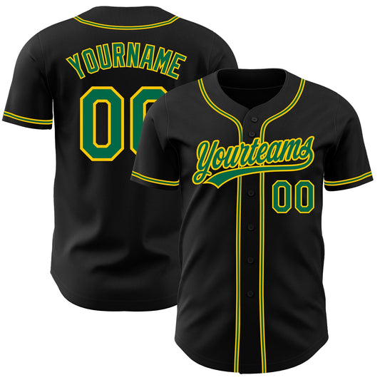 Custom Black Kelly Green-Gold Authentic Baseball Jersey - Sky-Custom