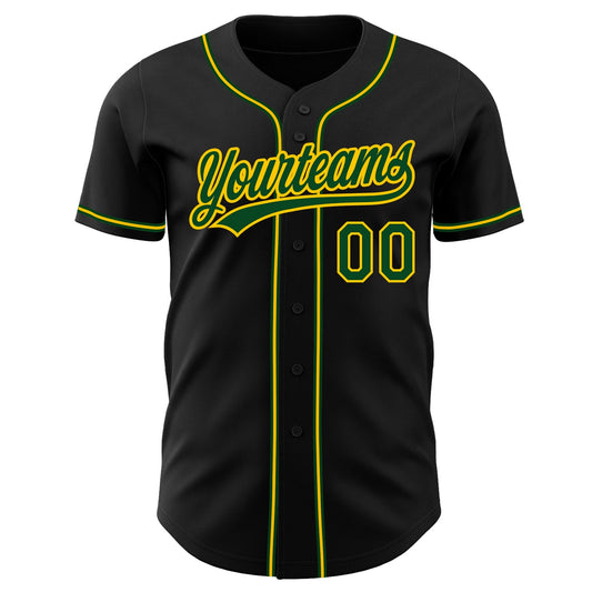 Custom Black Green-Gold Authentic Baseball Jersey - Sky-Custom