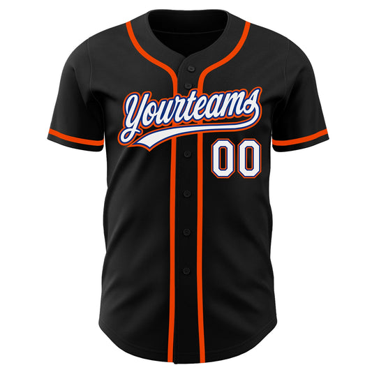Custom Black White Royal-Orange Authentic Baseball Jersey - Sky-Custom