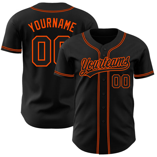 Custom Black Black-Orange Authentic Baseball Jersey - Sky-Custom