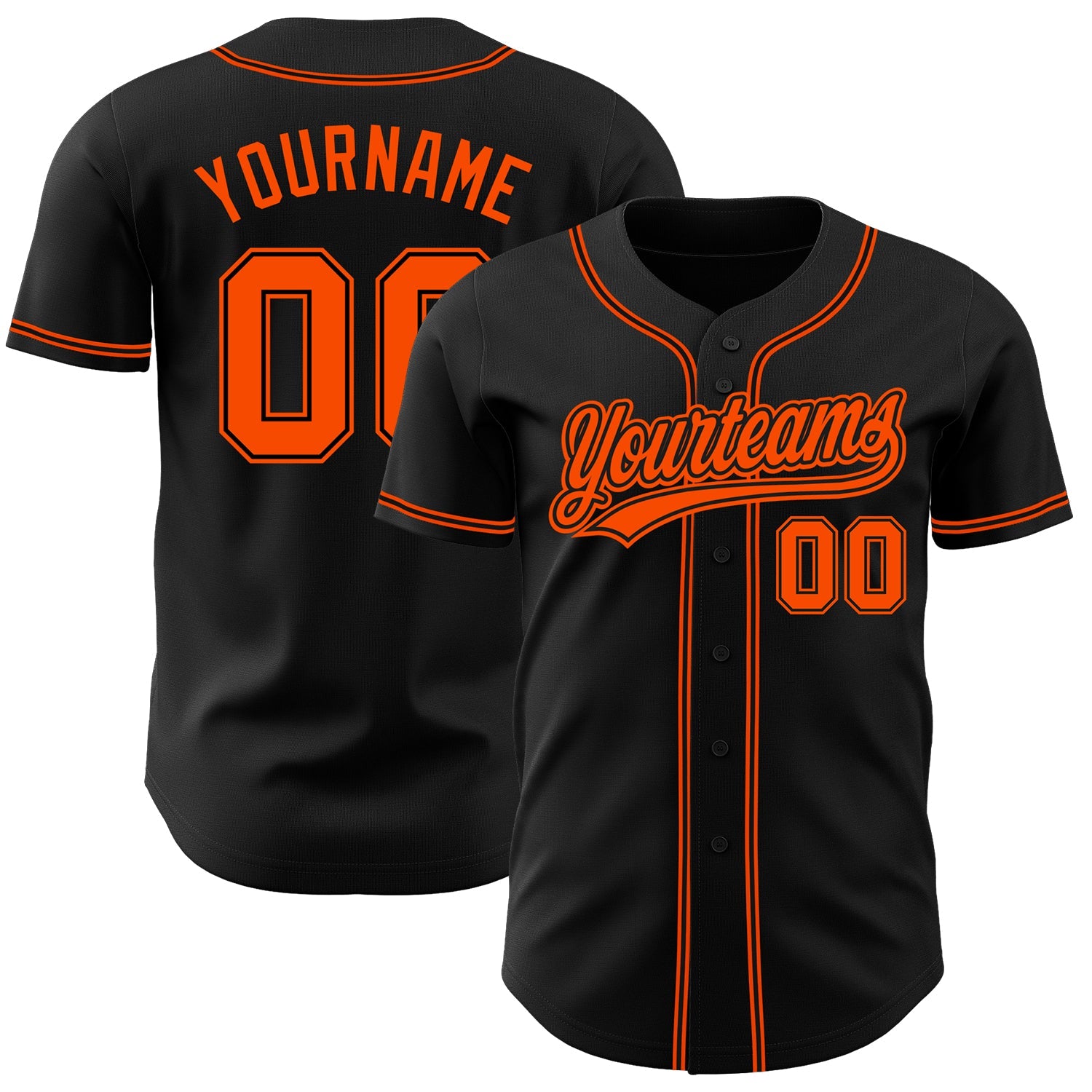 Custom Black Orange Authentic Baseball Jersey - Sky-Custom