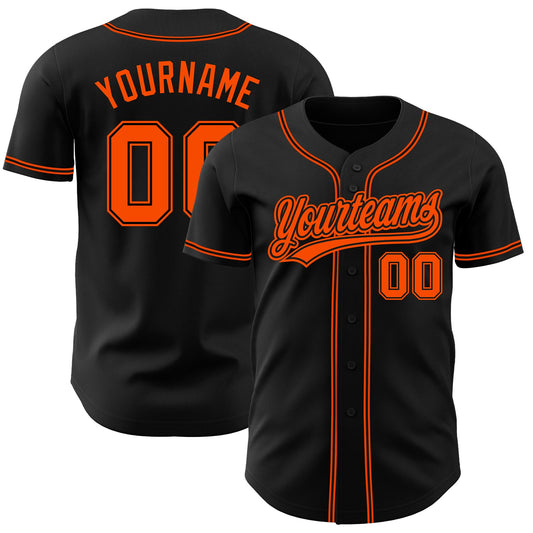 Custom Black Orange Authentic Baseball Jersey - Sky-Custom
