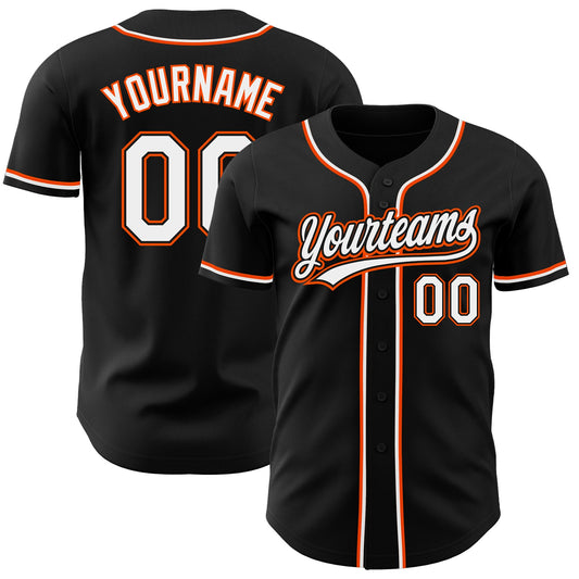 Custom Black White-Orange Authentic Baseball Jersey - Sky-Custom
