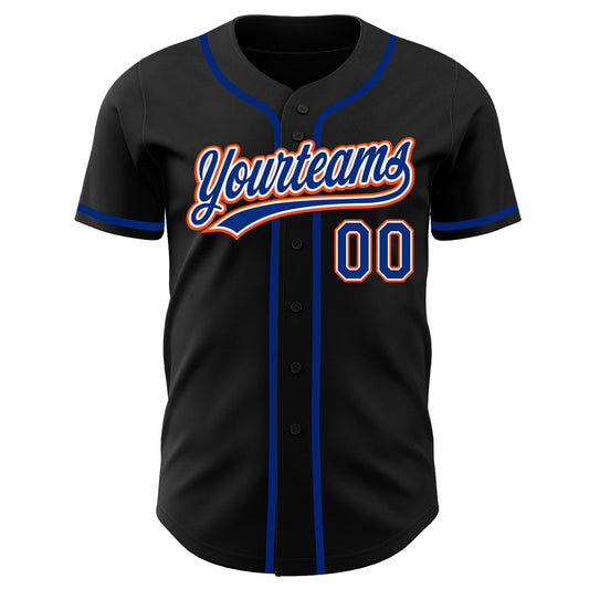 Custom Black Royal-Orange Authentic Baseball Jersey - Sky-Custom