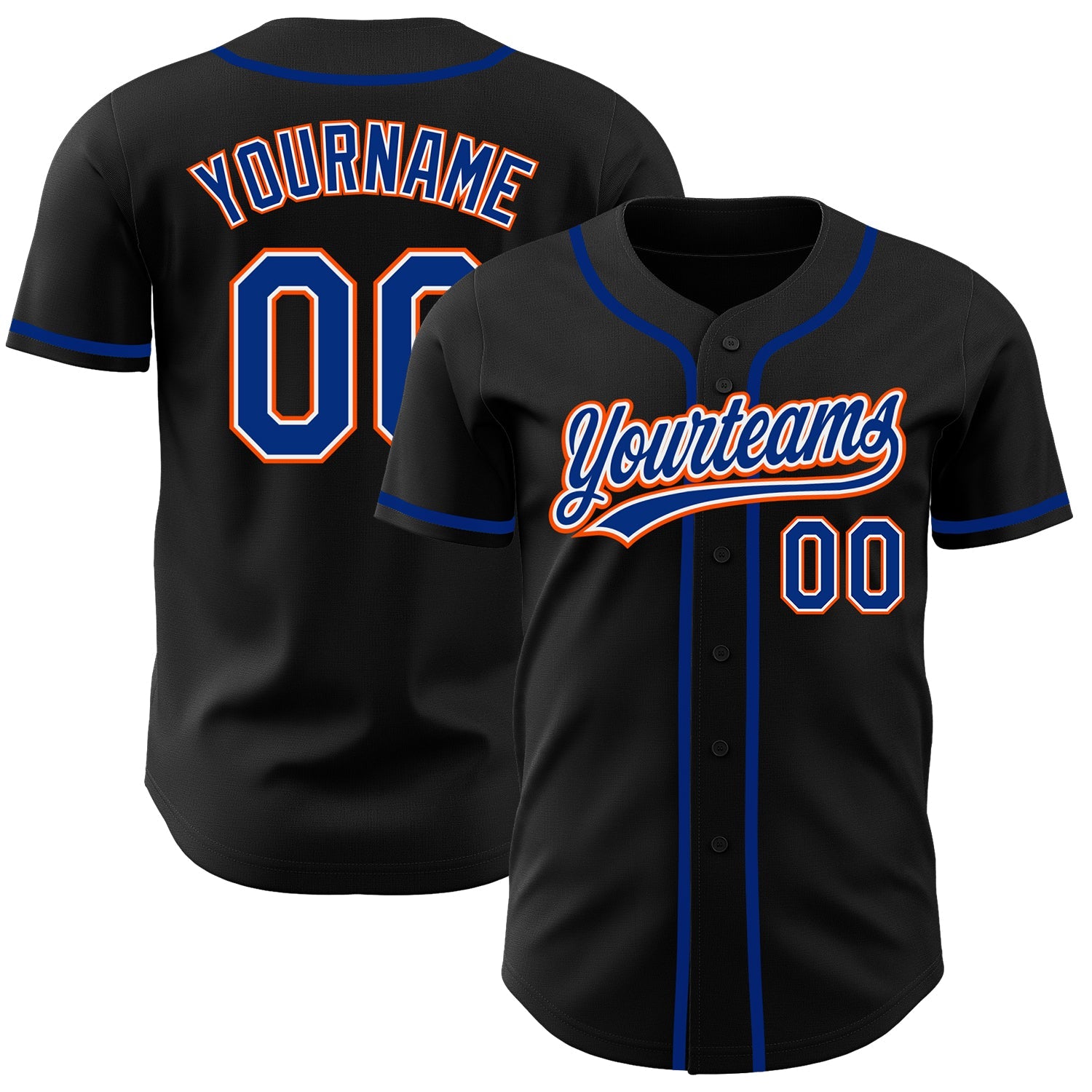 Custom Black Royal-Orange Authentic Baseball Jersey - Sky-Custom