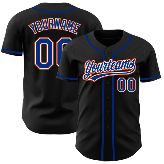 Custom Black Royal-Orange Authentic Baseball Jersey - Sky-Custom