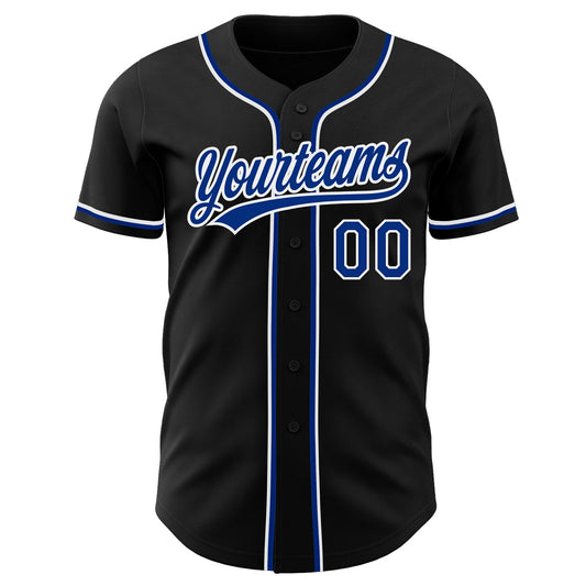 Custom Black Royal-White Authentic Baseball Jersey - Sky-Custom