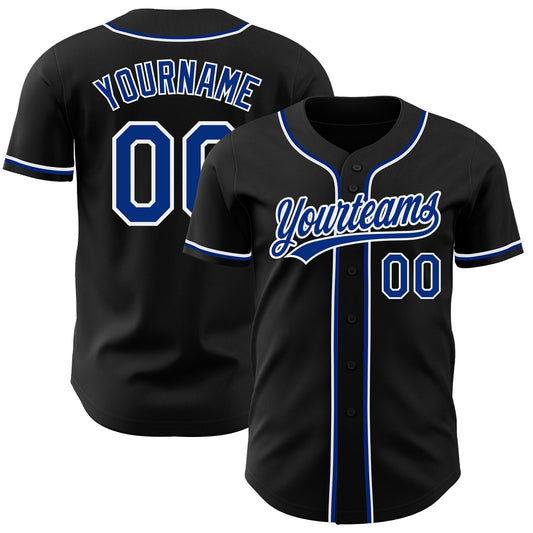Custom Black Royal-White Authentic Baseball Jersey - Sky-Custom