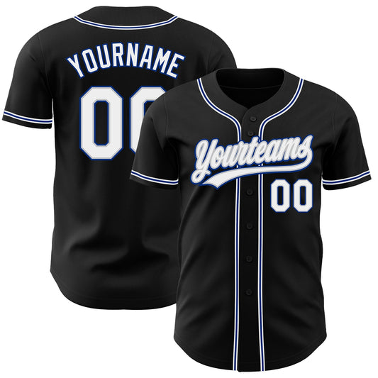 Custom Black White Gray-Royal Authentic Baseball Jersey - Sky-Custom