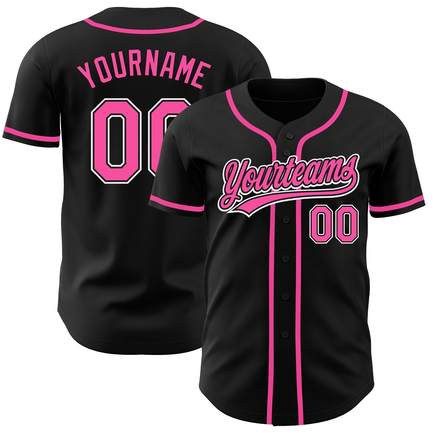 Custom Black Pink-White Authentic Baseball Jersey - Sky-Custom