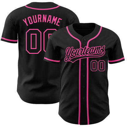 Custom Black Black-Pink Authentic Baseball Jersey - Sky-Custom