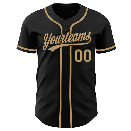 Custom Black Old Gold Authentic Baseball Jersey - Sky-Custom