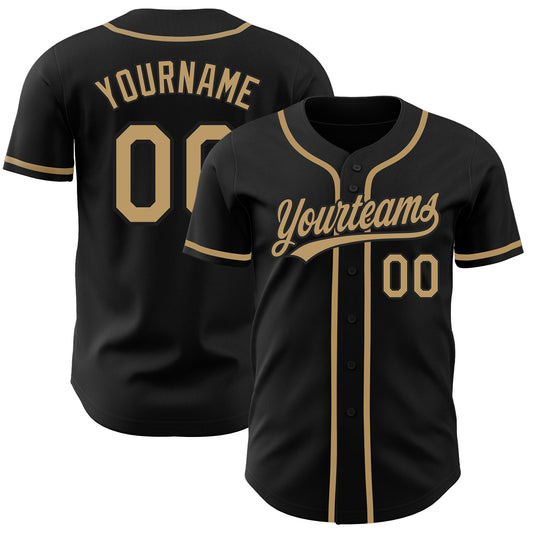 Custom Black Old Gold Authentic Baseball Jersey - Sky-Custom