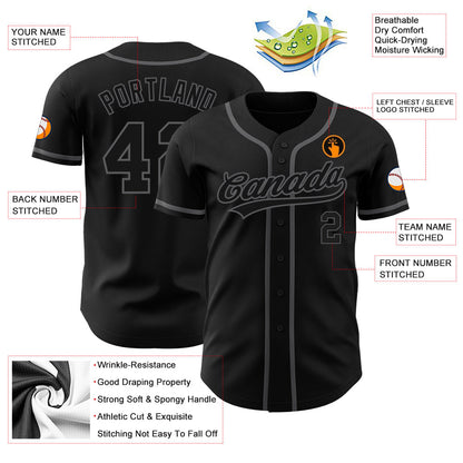 Custom Black Black-Steel Gray Authentic Baseball Jersey - Sky-Custom