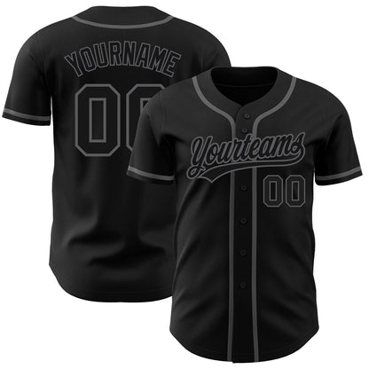 Custom Black Black-Steel Gray Authentic Baseball Jersey - Sky-Custom