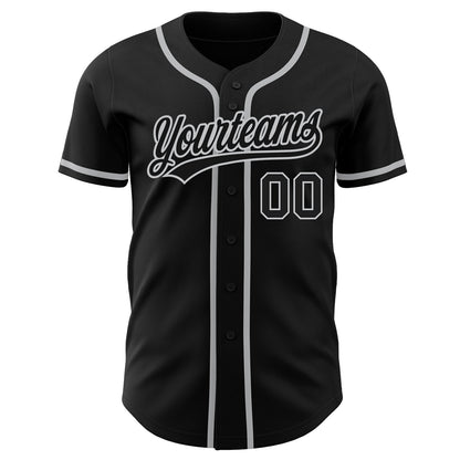 Custom Black Black-Gray Authentic Baseball Jersey - Sky-Custom
