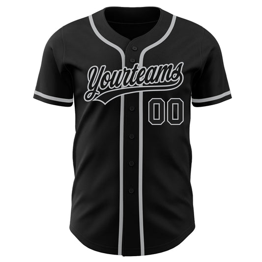 Custom Black Black-Gray Authentic Baseball Jersey - Sky-Custom