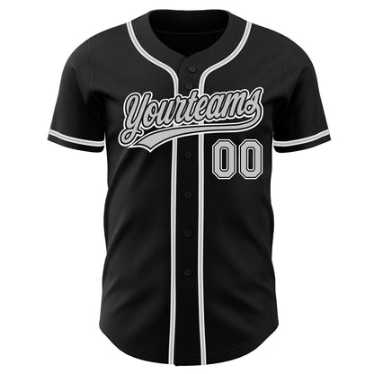 Custom Black Gray-White Authentic Baseball Jersey - Sky-Custom