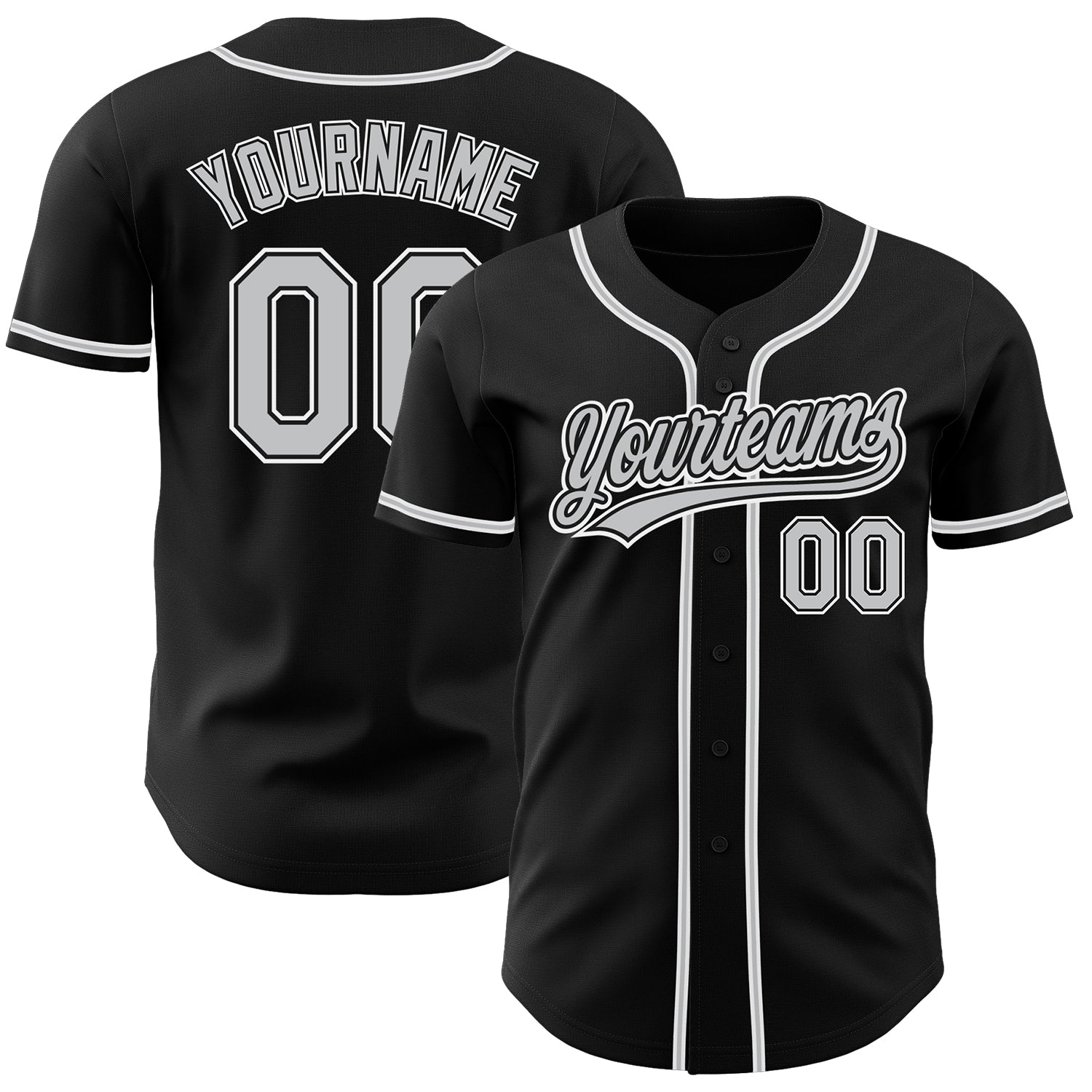 Custom Black Gray-White Authentic Baseball Jersey - Sky-Custom