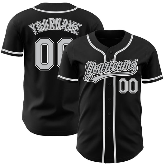 Custom Black Gray-White Authentic Baseball Jersey - Sky-Custom