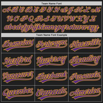 Custom Black Purple-Gold Authentic Baseball Jersey - Sky-Custom