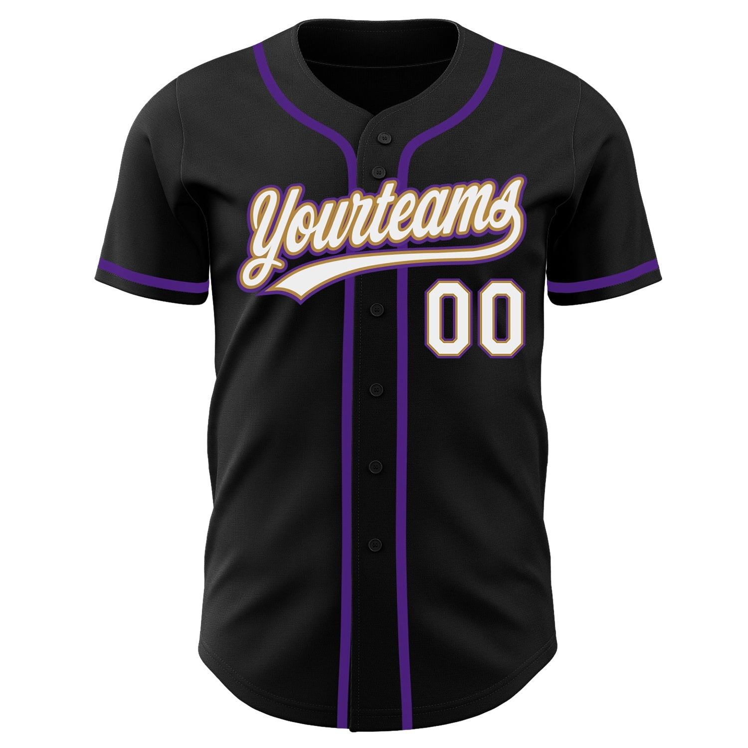 Custom Black White Old Gold-Purple Authentic Baseball Jersey - Sky-Custom