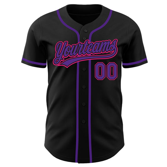 Custom Black Purple-Hot Pink Authentic Baseball Jersey - Sky-Custom