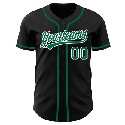 Custom Black Kelly Green-White Authentic Baseball Jersey - Sky-Custom