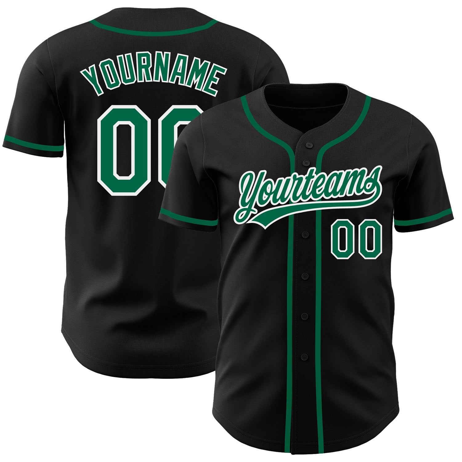 Custom Black Kelly Green-White Authentic Baseball Jersey - Sky-Custom