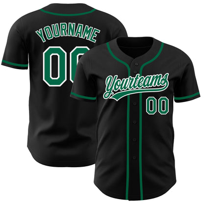 Custom Black Kelly Green-White Authentic Baseball Jersey - Sky-Custom
