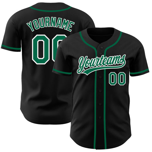 Custom Black Kelly Green-White Authentic Baseball Jersey - Sky-Custom