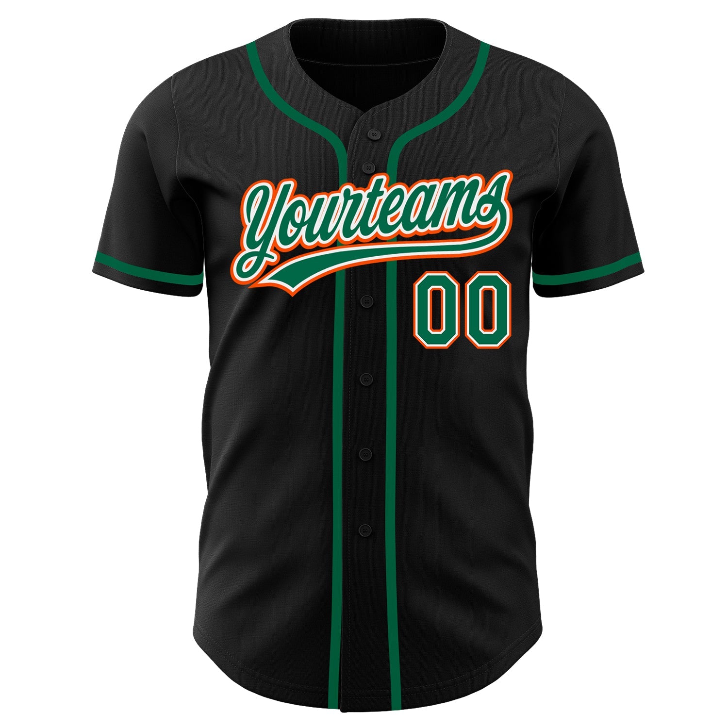Custom Black Kelly Green-Orange Authentic Baseball Jersey - Sky-Custom