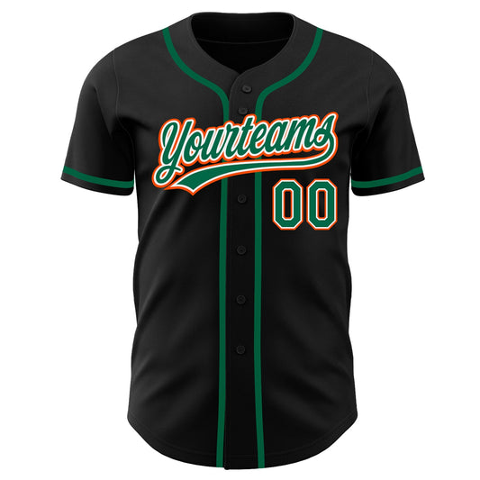 Custom Black Kelly Green-Orange Authentic Baseball Jersey - Sky-Custom