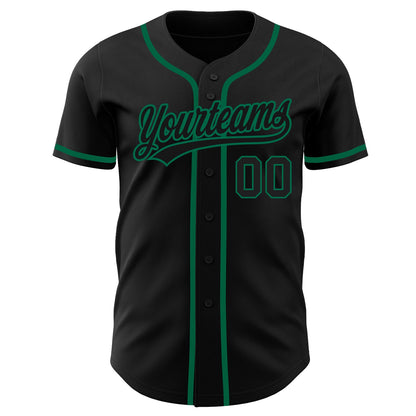 Custom Black Black-Kelly Green Authentic Baseball Jersey - Sky-Custom