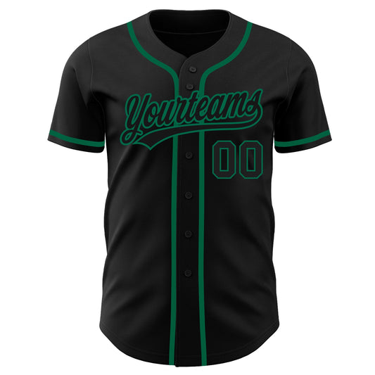 Custom Black Black-Kelly Green Authentic Baseball Jersey - Sky-Custom