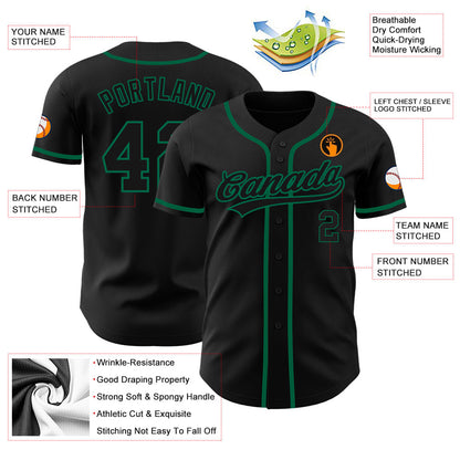Custom Black Black-Kelly Green Authentic Baseball Jersey - Sky-Custom