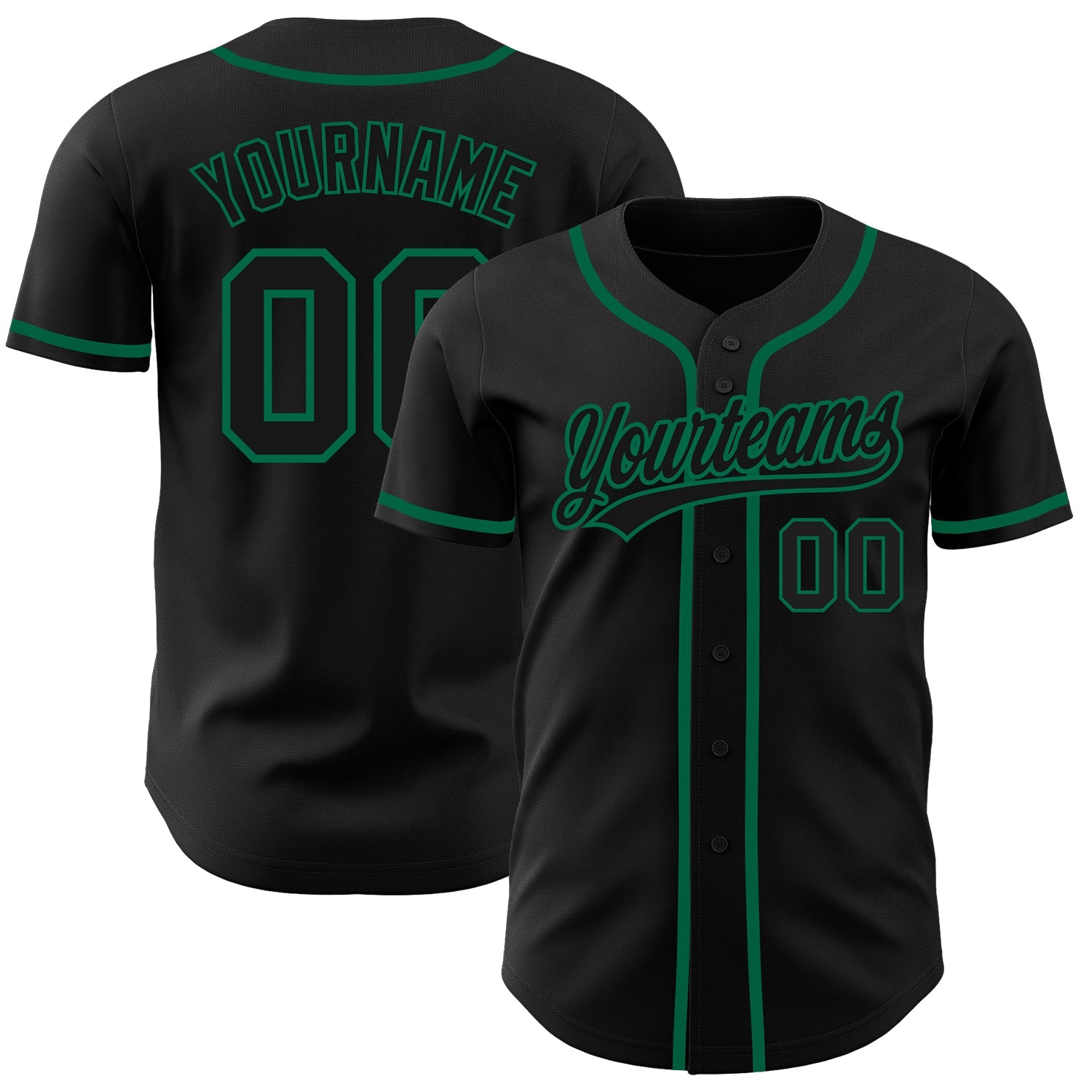 Custom Black Black-Kelly Green Authentic Baseball Jersey - Sky-Custom