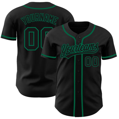 Custom Black Black-Kelly Green Authentic Baseball Jersey - Sky-Custom