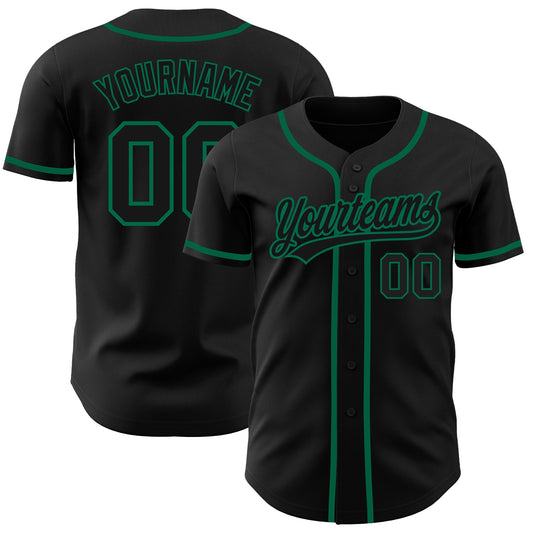 Custom Black Black-Kelly Green Authentic Baseball Jersey - Sky-Custom