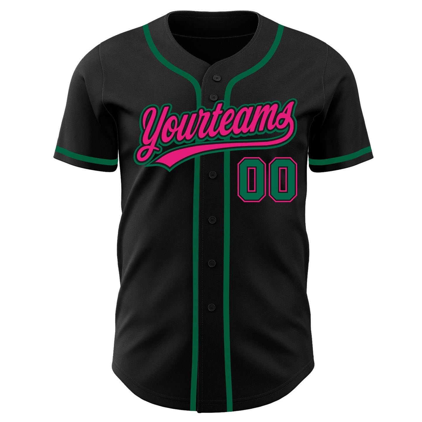Custom Black Kelly Green-Hot Pink Authentic Baseball Jersey - Sky-Custom