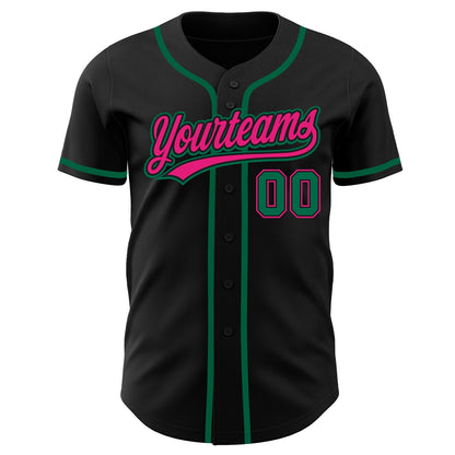 Custom Black Kelly Green-Hot Pink Authentic Baseball Jersey - Sky-Custom