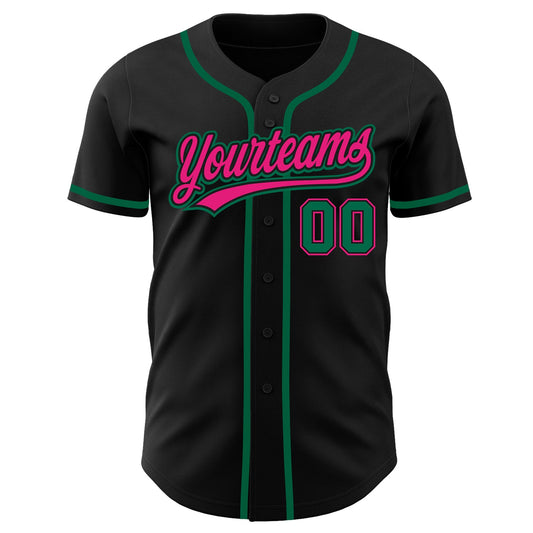 Custom Black Kelly Green-Hot Pink Authentic Baseball Jersey - Sky-Custom