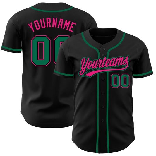 Custom Black Kelly Green-Hot Pink Authentic Baseball Jersey - Sky-Custom