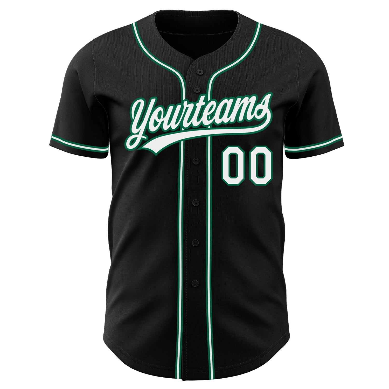 Custom Black White-Kelly Green Authentic Baseball Jersey - Sky-Custom