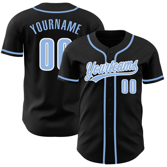 Custom Black Light Blue-White Authentic Baseball Jersey - Sky-Custom