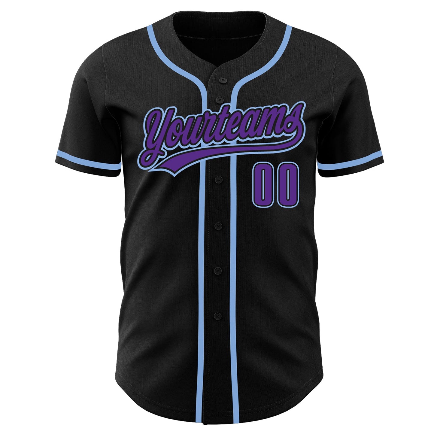 Custom Black Purpe-Light Blue Authentic Baseball Jersey - Sky-Custom